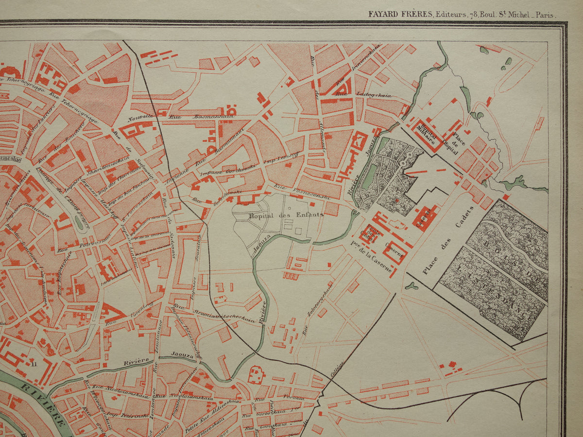 MOSKOU oude kaart van Moskou 1896 originele antieke Franse plattegrond