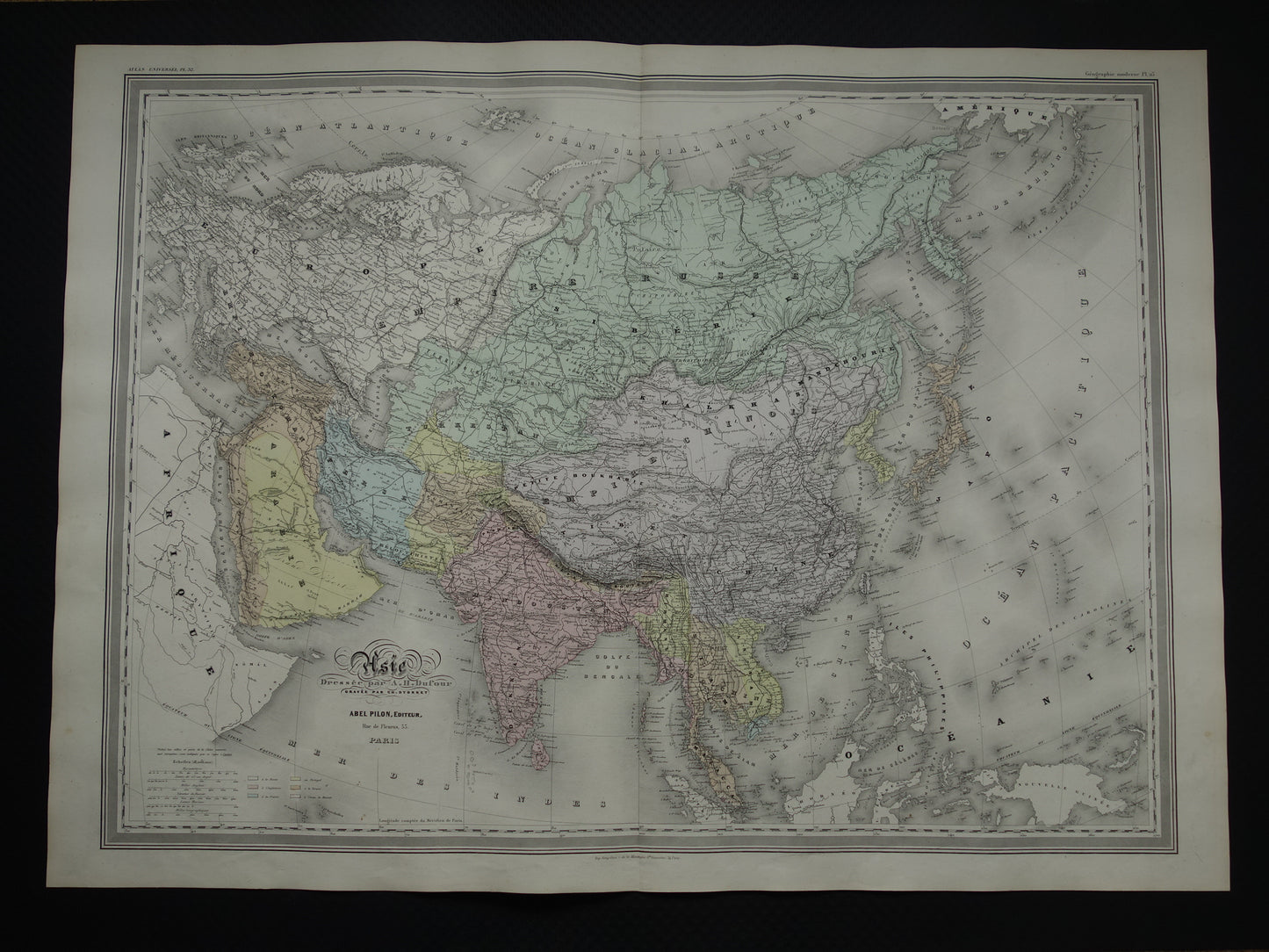 Antique map of Asia from 1880 Large old map of Asia continent Original vintage maps