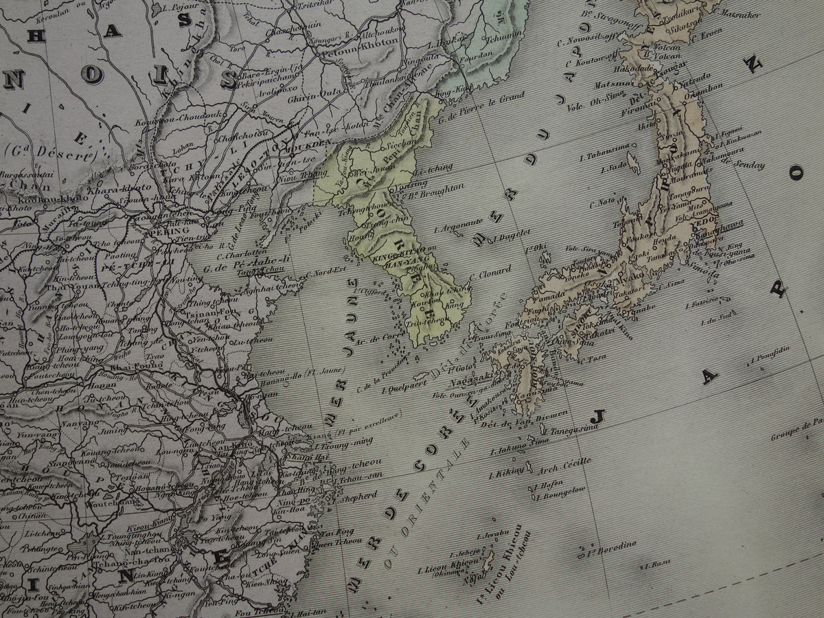Antique map of Asia from 1880 Large old map of Asia continent Original vintage maps