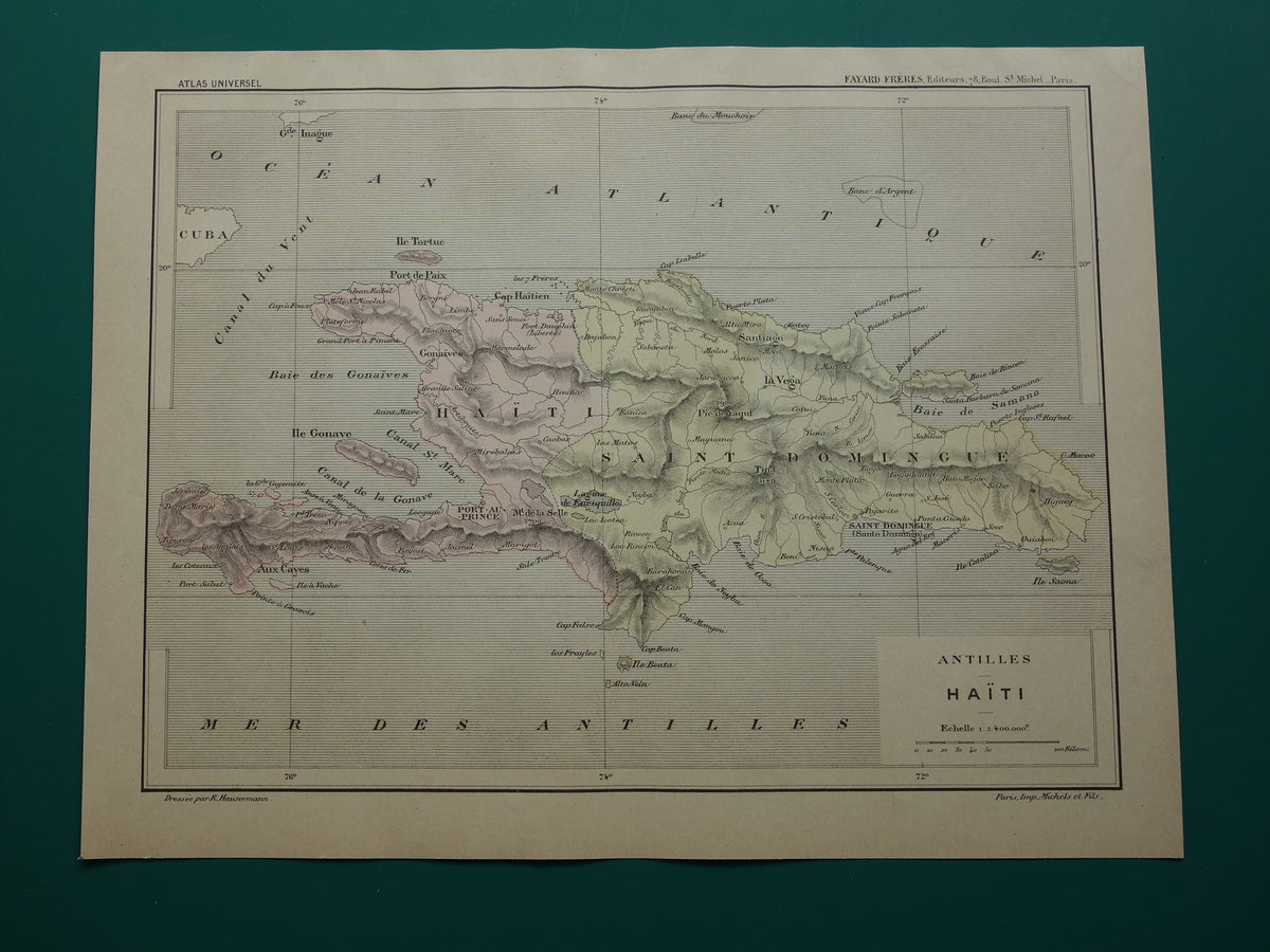 Haïti en Dominicaanse republiek oude landkaart