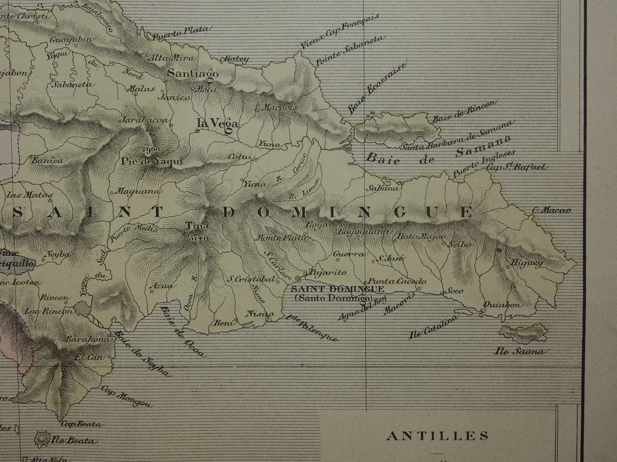 Haiti and Dominican Republic Old map Original antique map