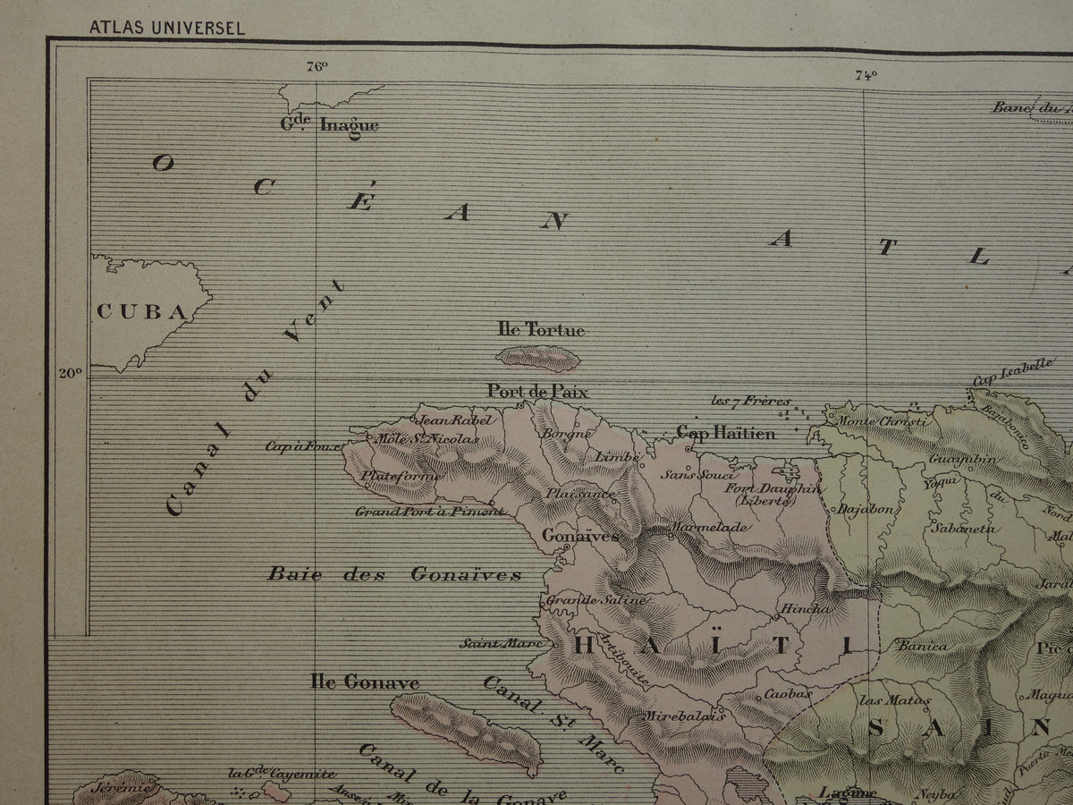 Haiti and Dominican Republic Old map Original antique map