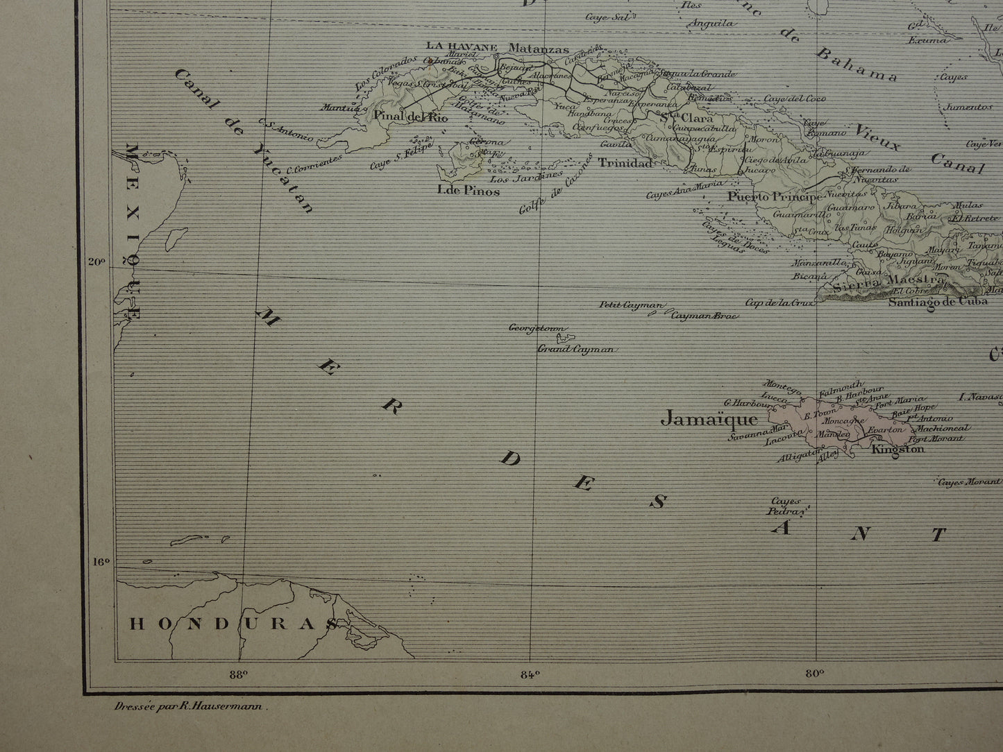 CUBA Old map of Cuba and Jamaica Original antique map