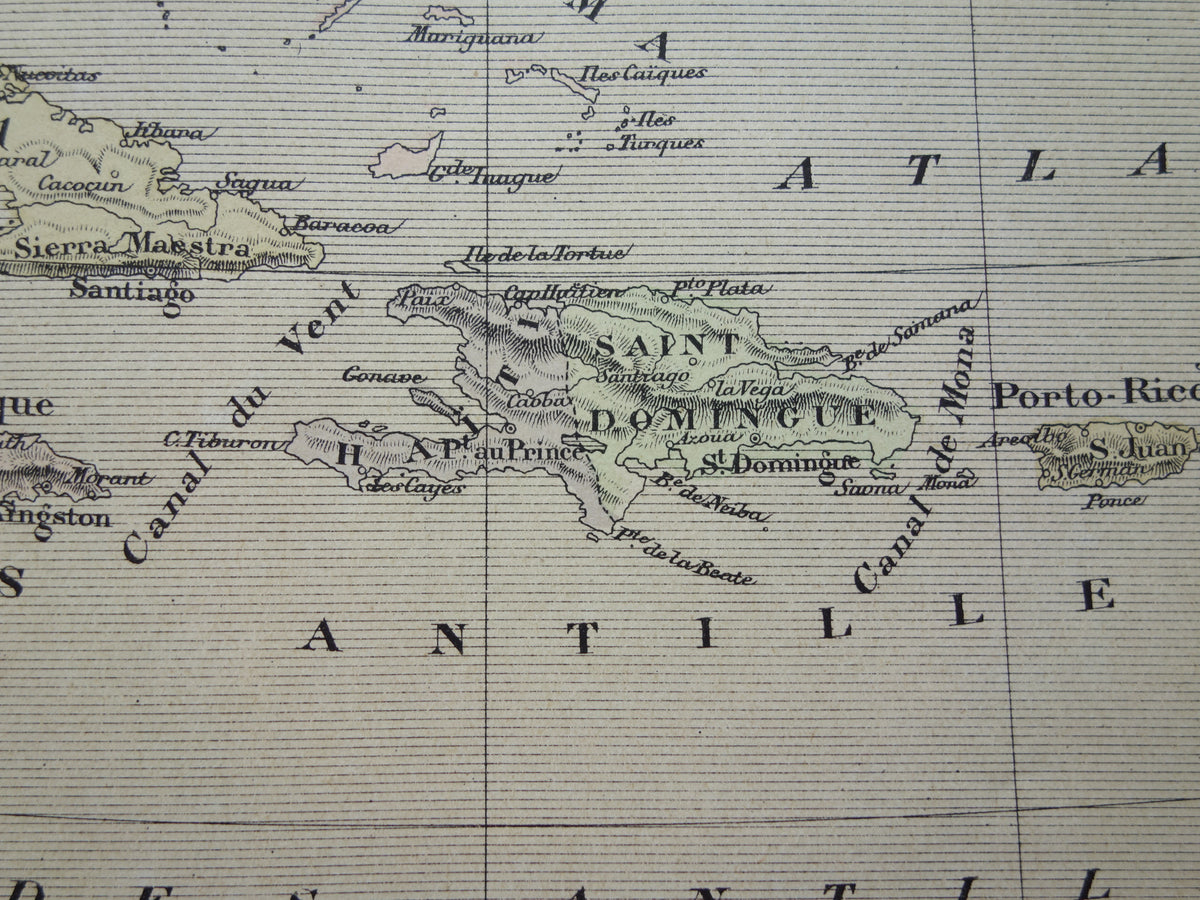 ANTILLEN Oude landkaart van het Caribisch gebied Originele antieke kaart