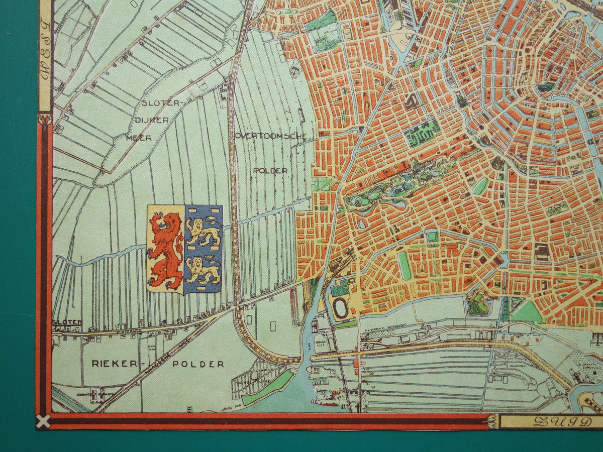 Alte Karte von Amsterdam aus dem Jahr 1940, originale Vintage-Karte