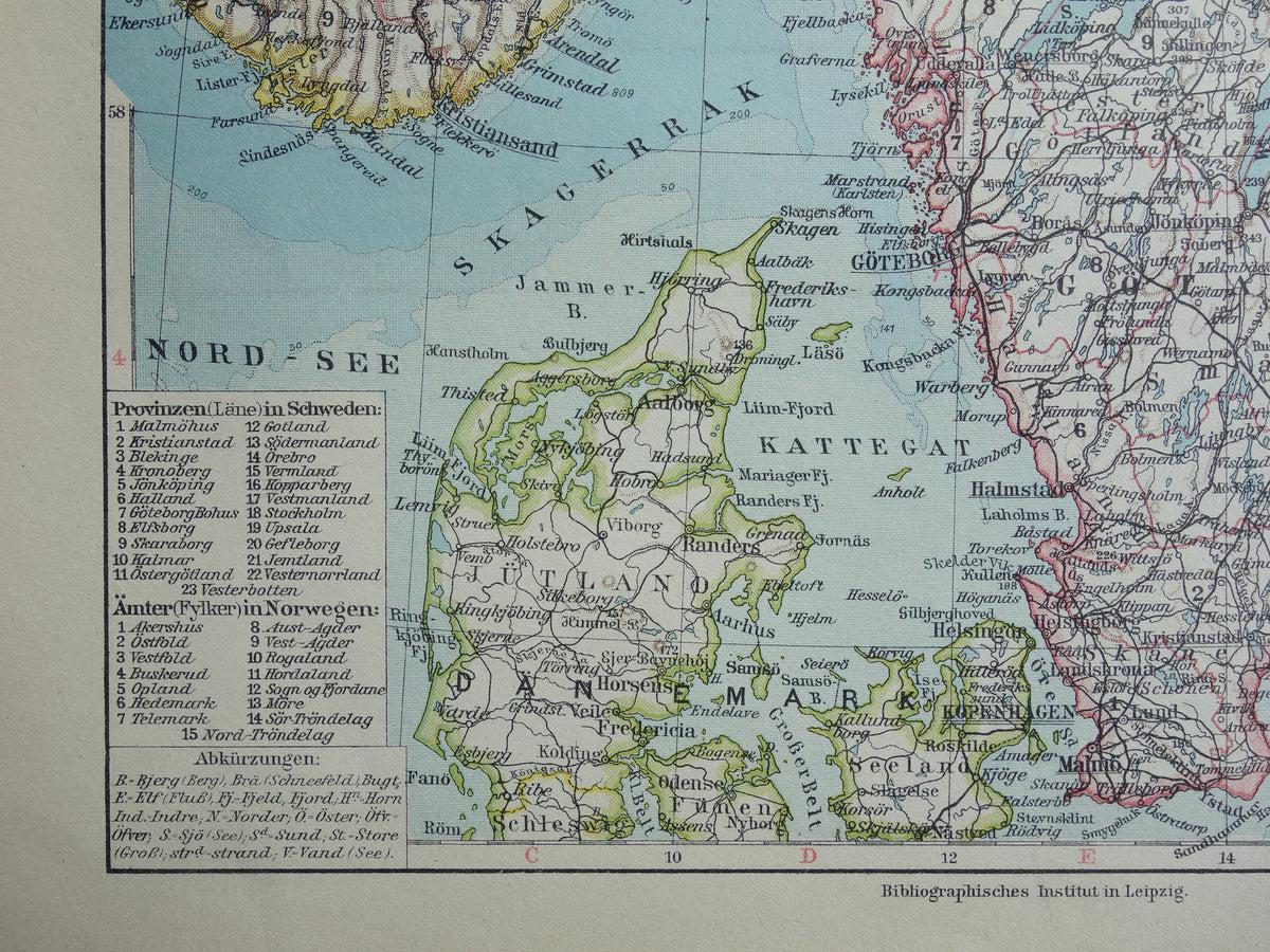 Old map of Sweden and Norway from 1928 original vintage map Stockholm Oslo