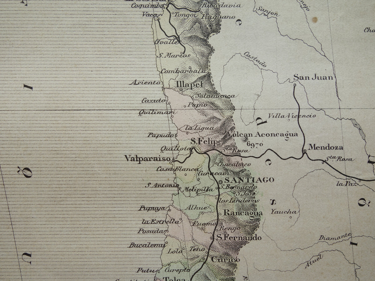 CHILE old map from 1896 original antique French map of Chile