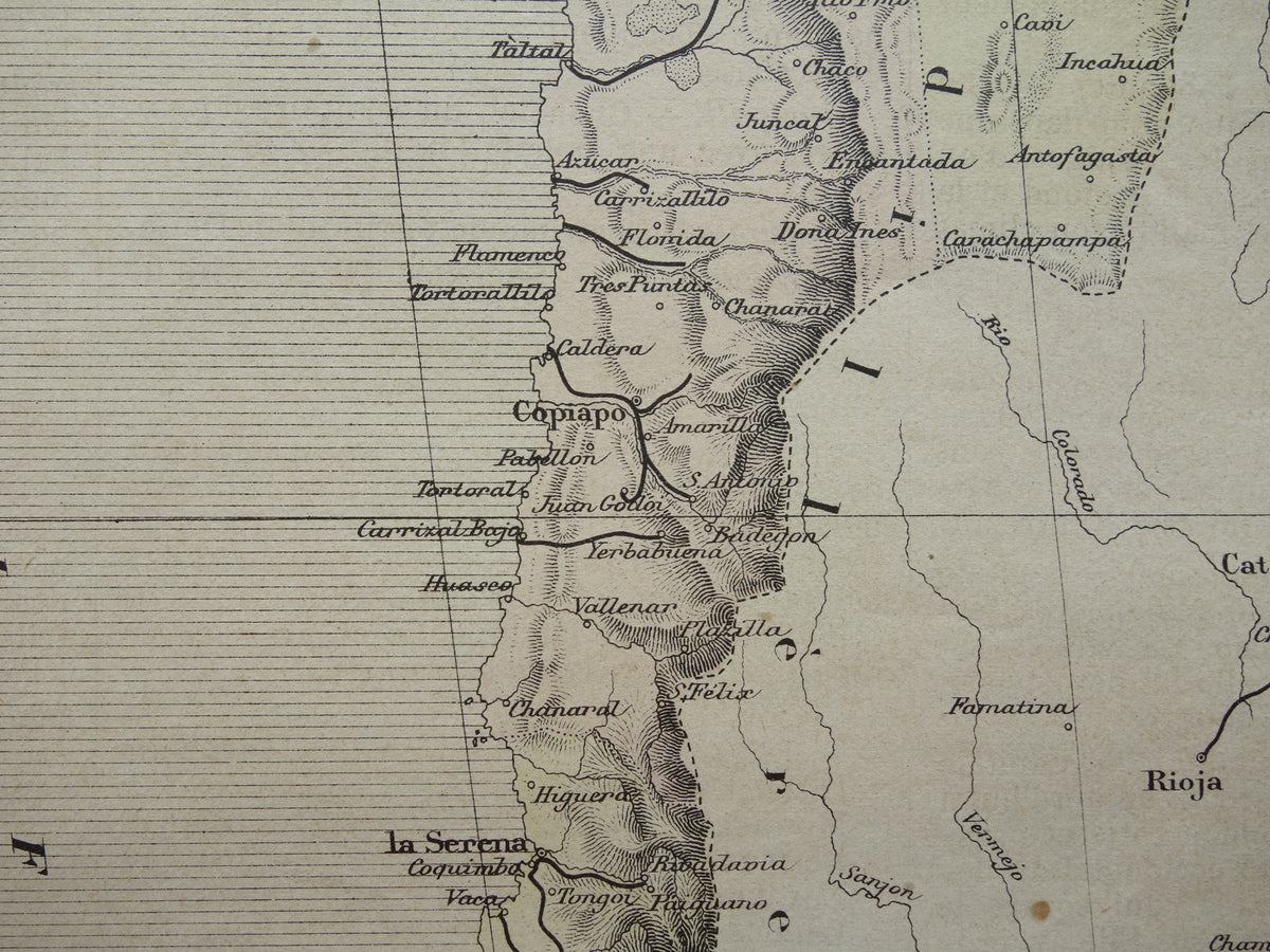 CHILE old map from 1896 original antique French map of Chile