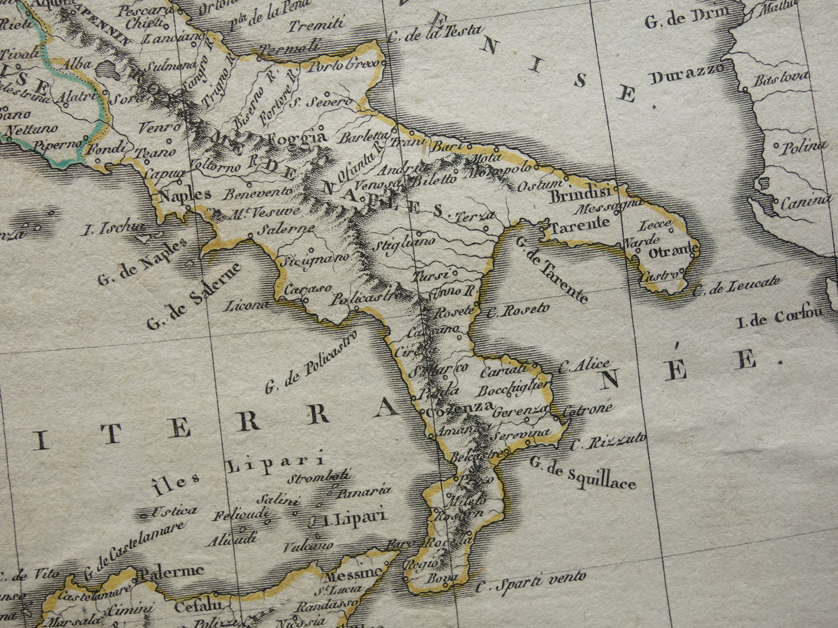 Oude kaart van Italië uit 1804 Originele antieke Pinkerton landkaart van Italië
