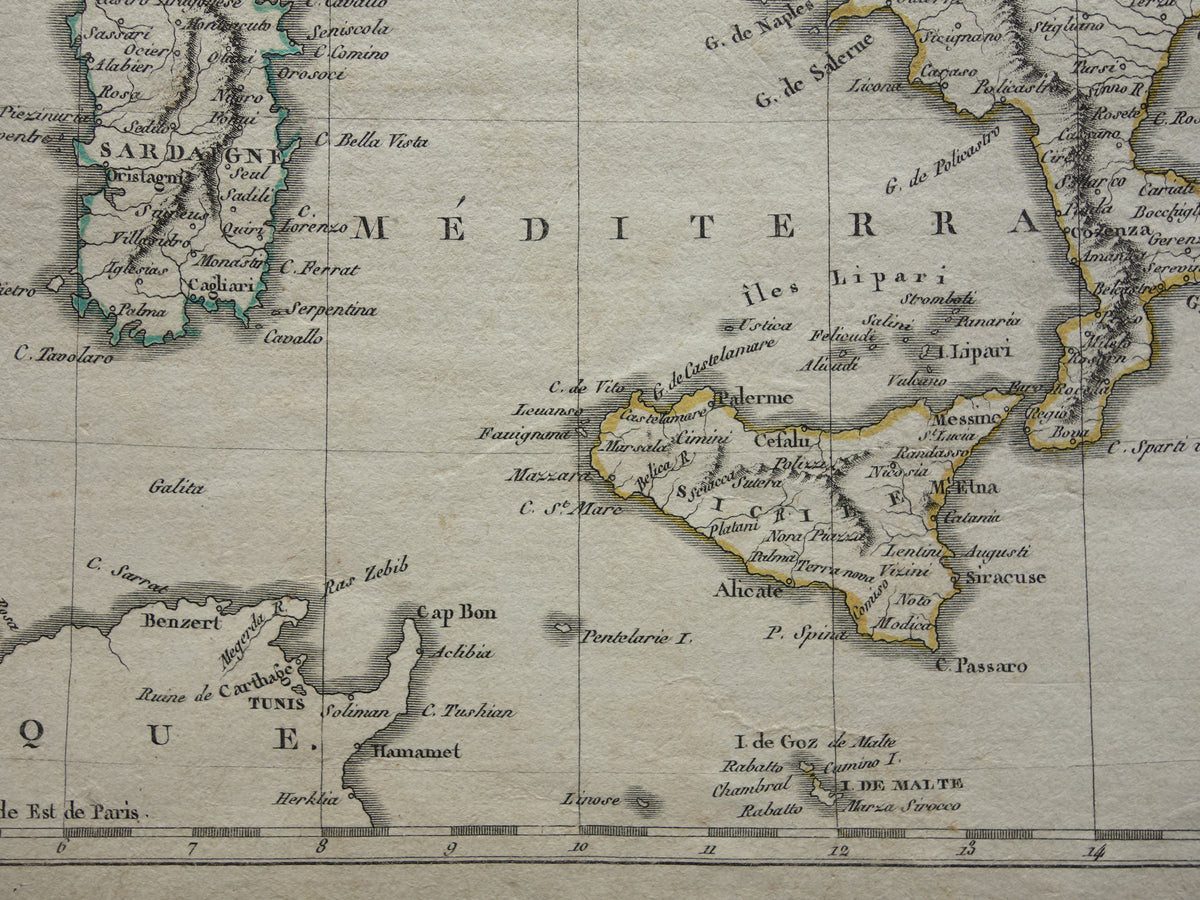 Oude kaart van Italië uit 1804 Originele antieke Pinkerton landkaart van Italië