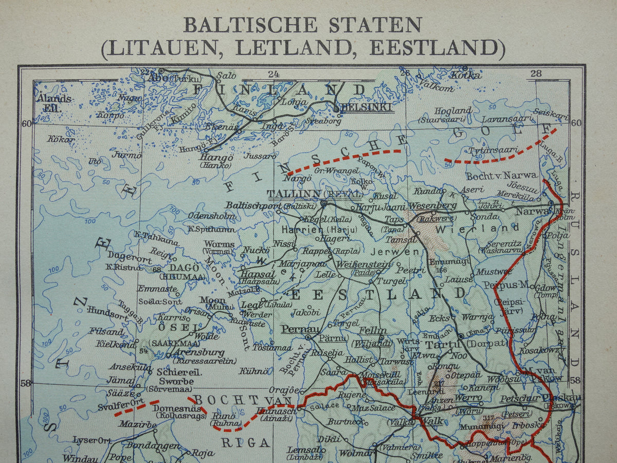 Baltic States old map from 1936 small original Dutch vintage map Latvia Estonia and Lithuania