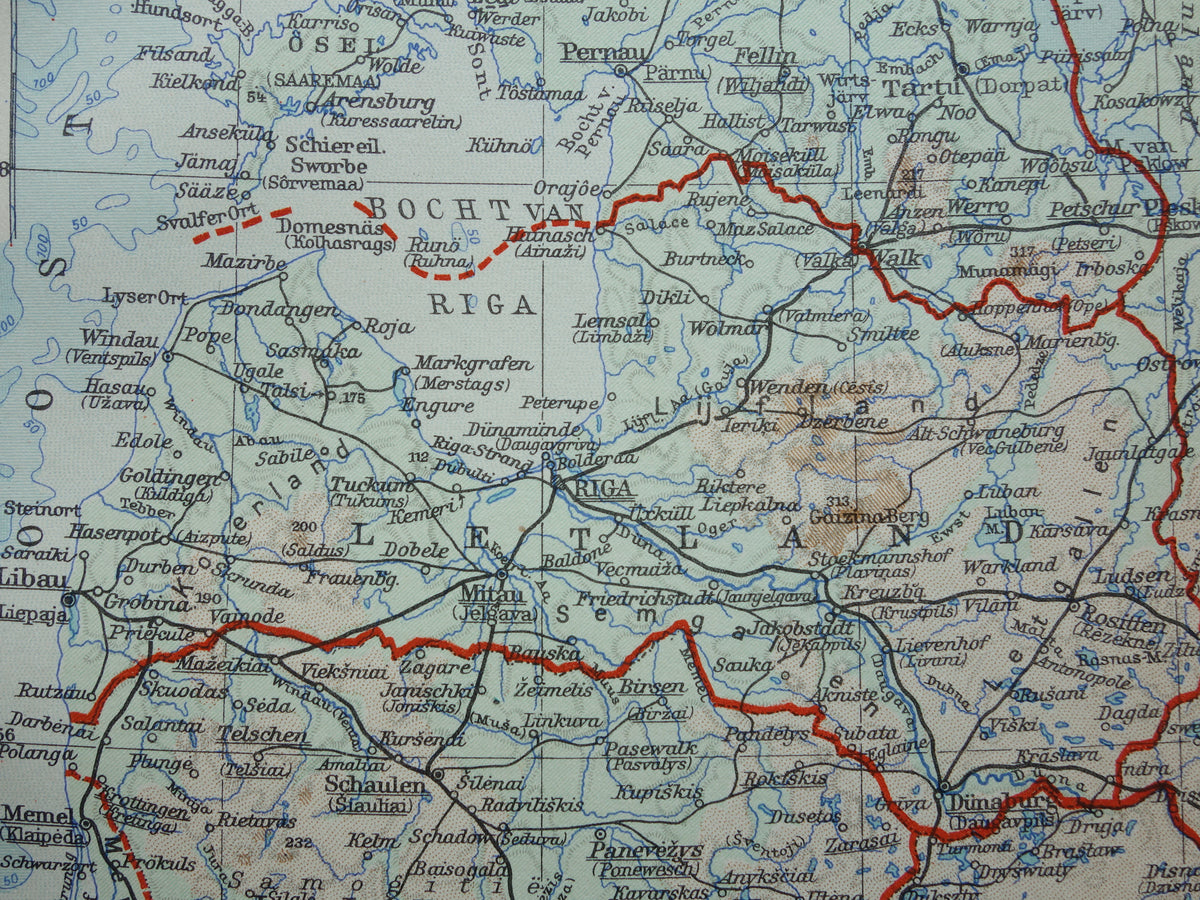 Baltic States old map from 1936 small original Dutch vintage map Latvia Estonia and Lithuania