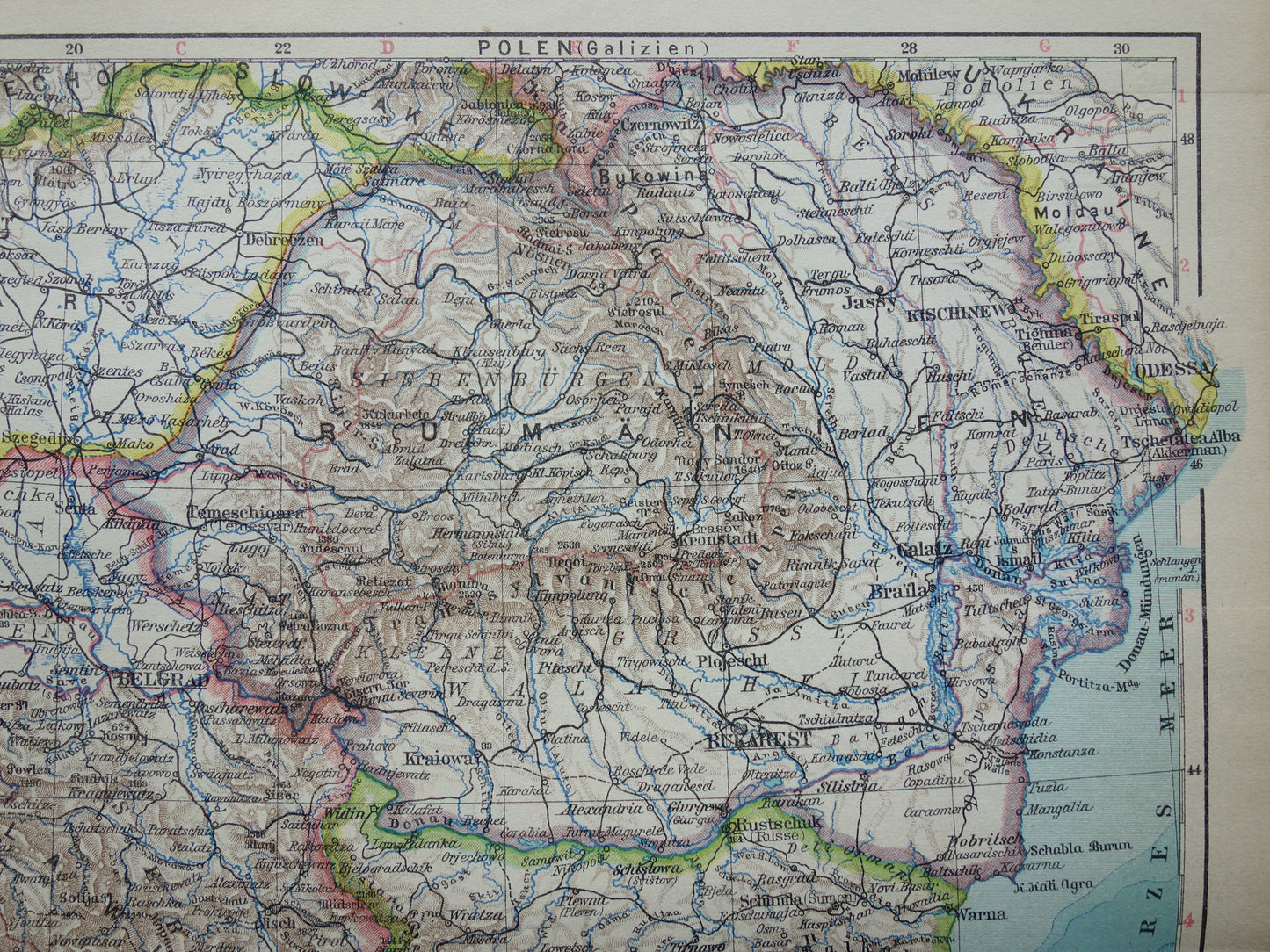 BALKAN old map of the Balkans from 1928 original German vintage map Romania Hungary Czechia Slovakia Bosnia
