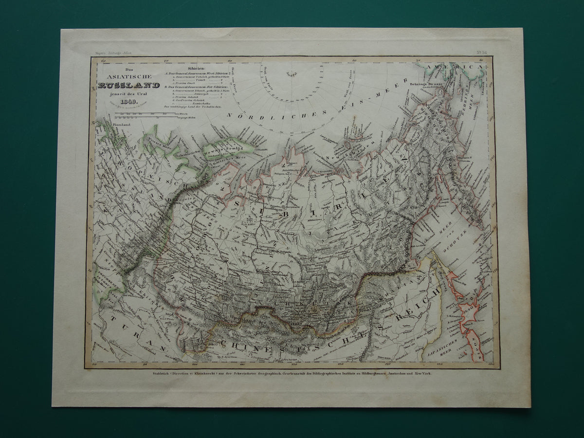 oude landkaart vintage kaart Siberië te koop
