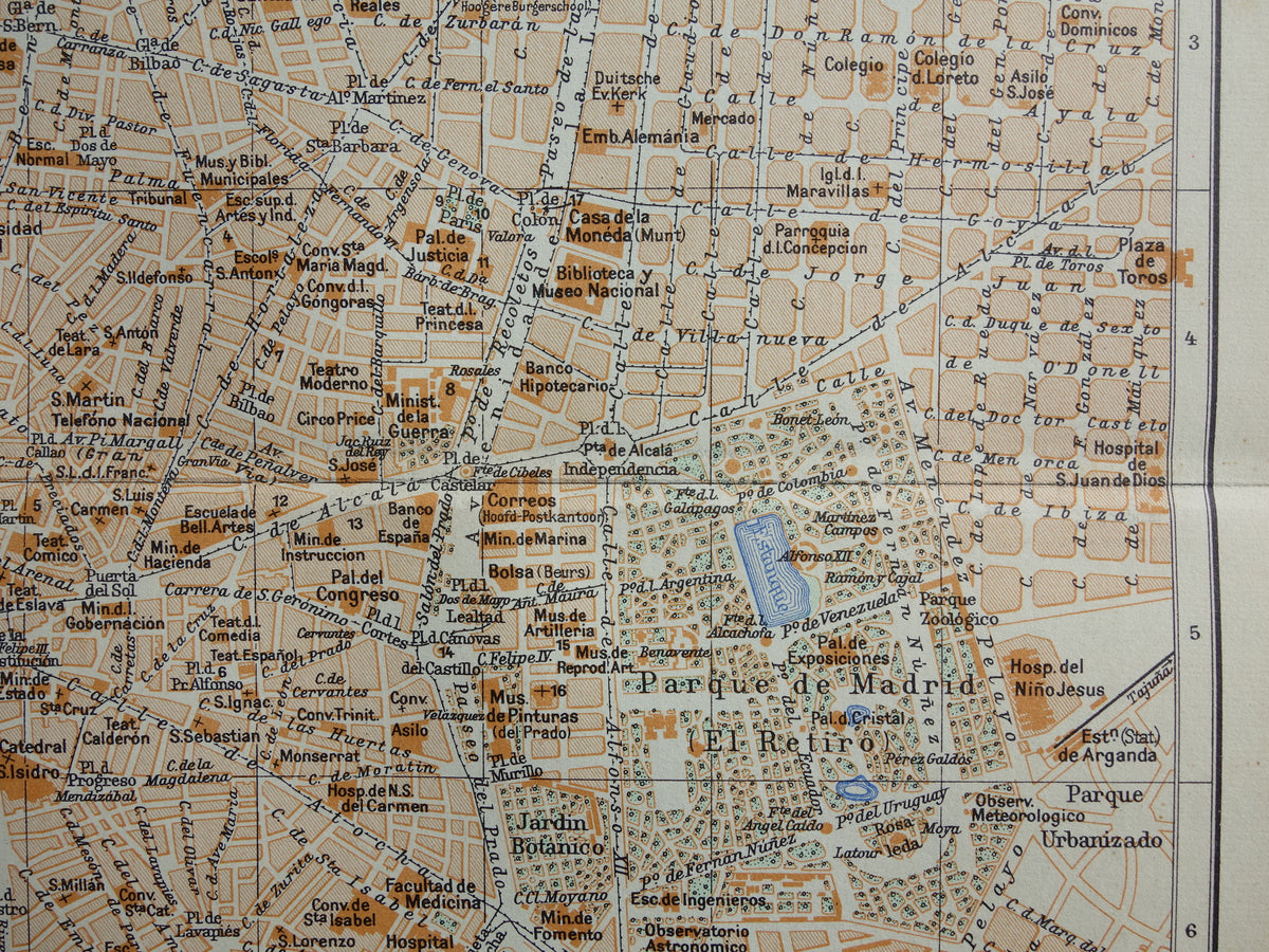 MADRID alte Karte von Madrid, Spanien, aus dem Jahr 1936 originale Vintage-Karte