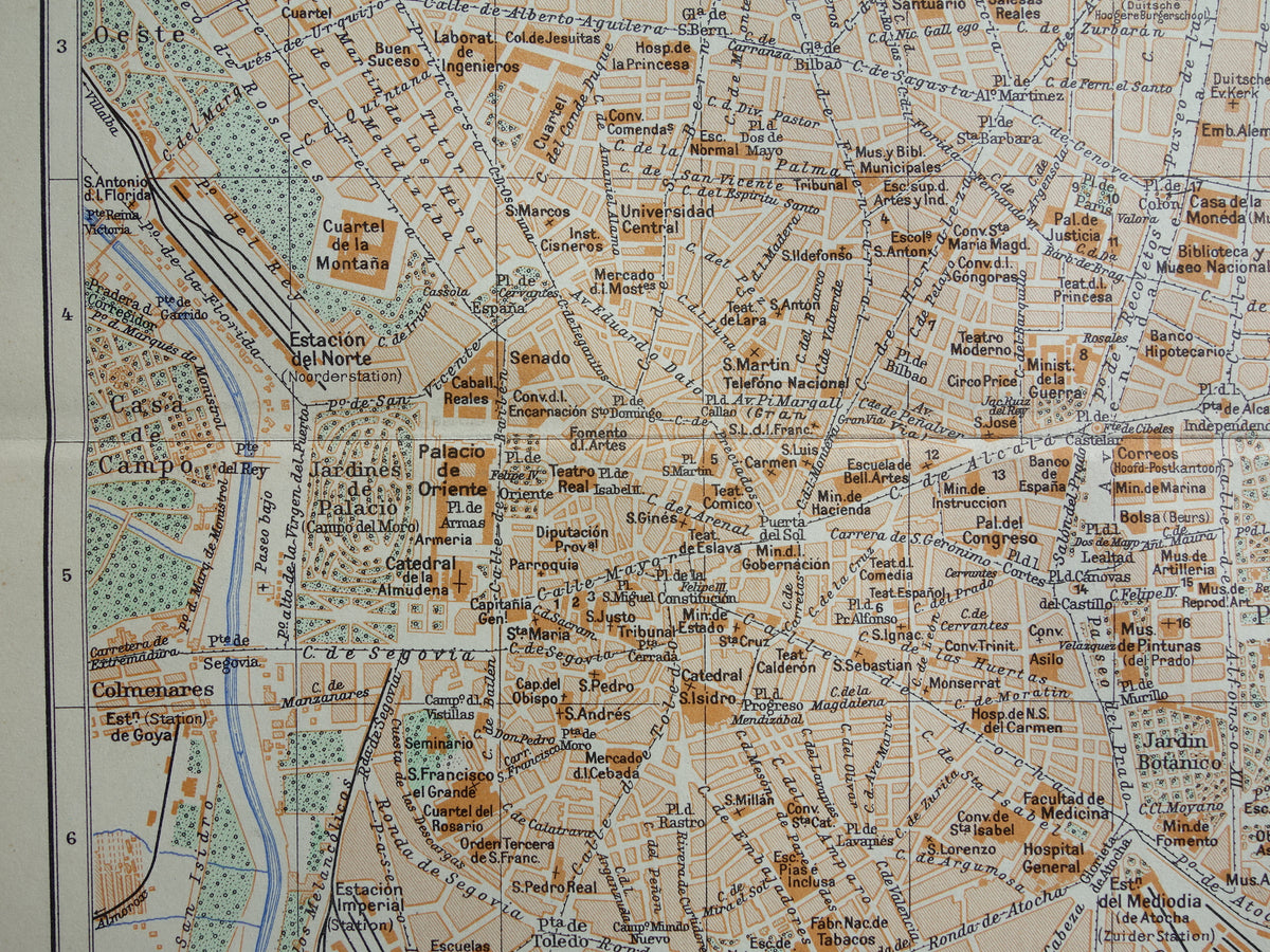 MADRID alte Karte von Madrid, Spanien, aus dem Jahr 1936 originale Vintage-Karte
