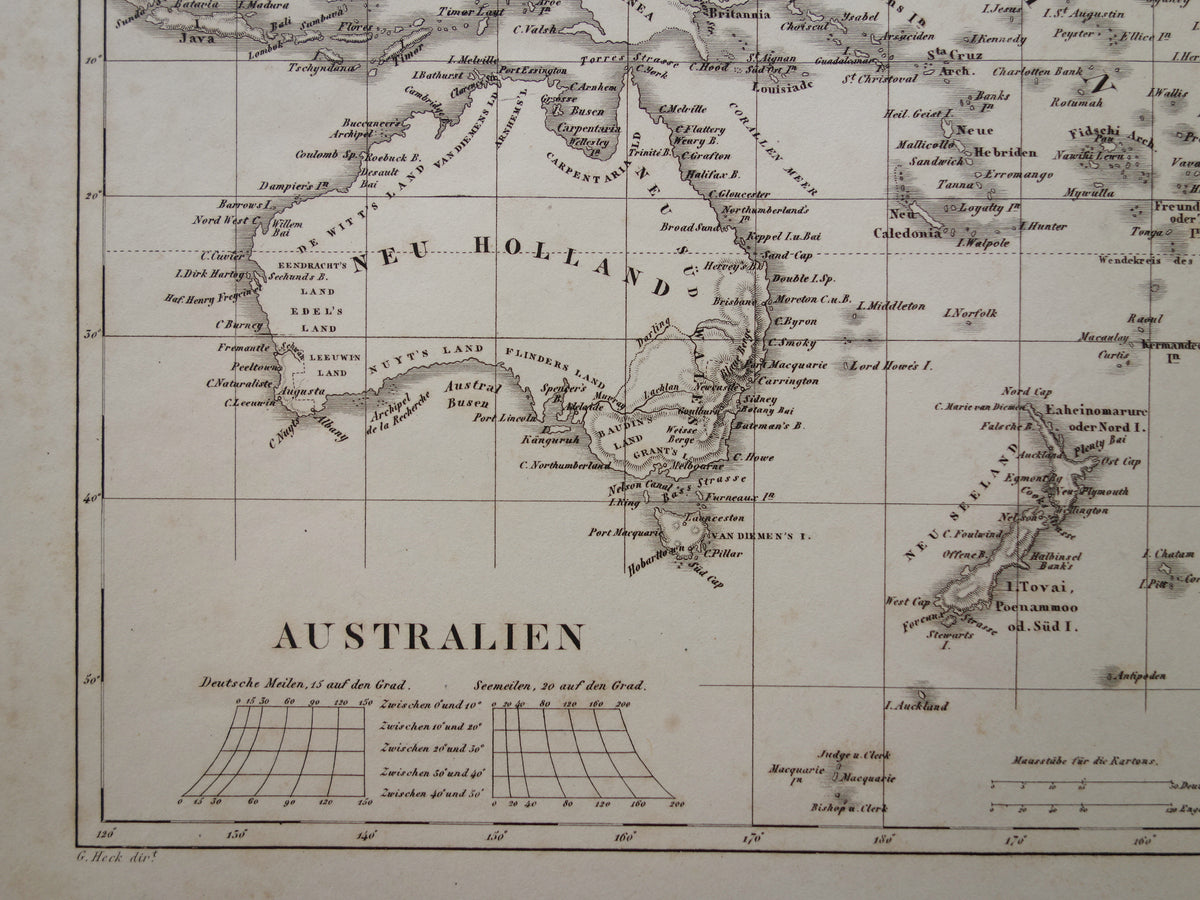 OCEANIA antique map of Oceania 175+ year old map of the continent with Australia New Zealand from 1849 - original vintage historical maps