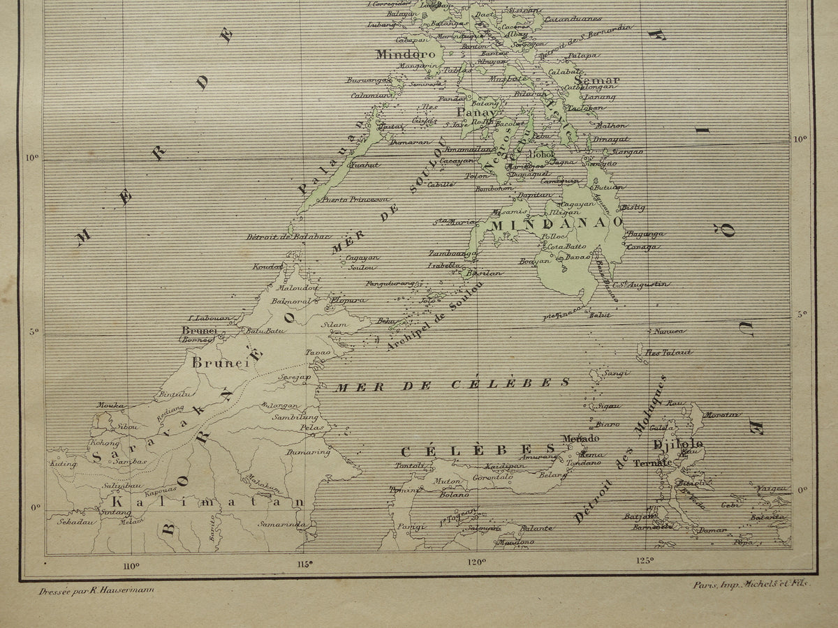 PHILIPPINES old map of the Philippines from 1896 original antique French map