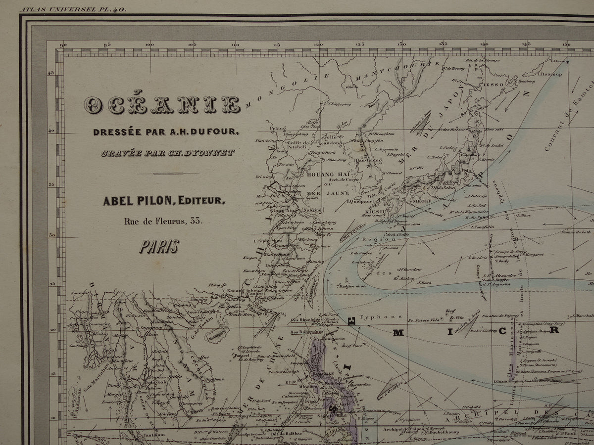 Antique map of Oceania 1880 original antique very large map Australia Indonesia Polynesia