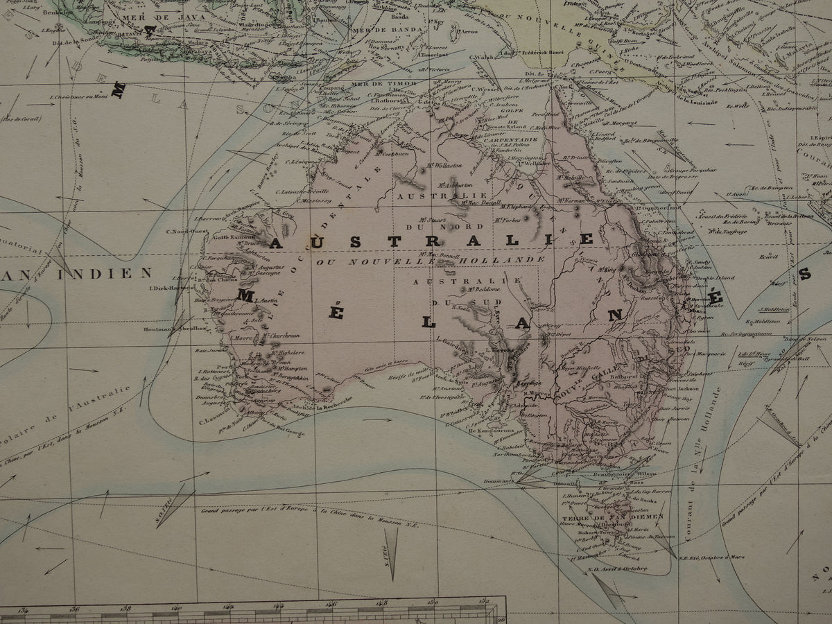 Antique map of Oceania 1880 original antique very large map Australia Indonesia Polynesia