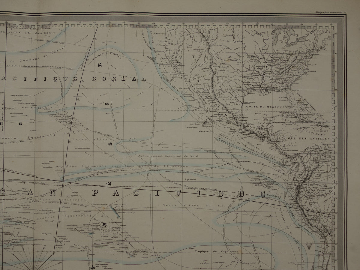 Antique map of Oceania 1880 original antique very large map Australia Indonesia Polynesia