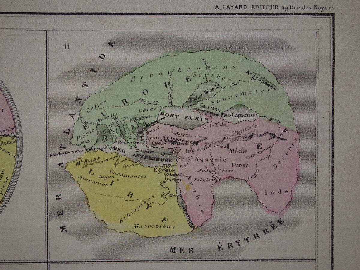 Geschiedenis van cartografie oude kaart van Ptolemaeus Homerus Wereldkaart Antieke Kartografie Aardrijkskunde print Strabo Herodotus