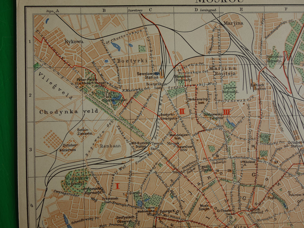 MOSKOU Vintage kaart van Moskou Rusland uit 1937 originele oude Nederlandse plattegrond