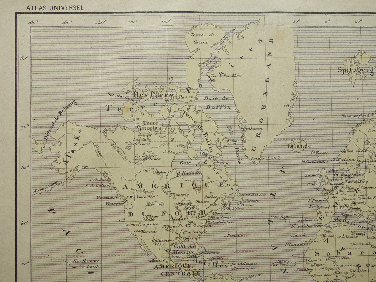 WORLD MAP old map of the world with routes explorers original antique map about voyages of discovery