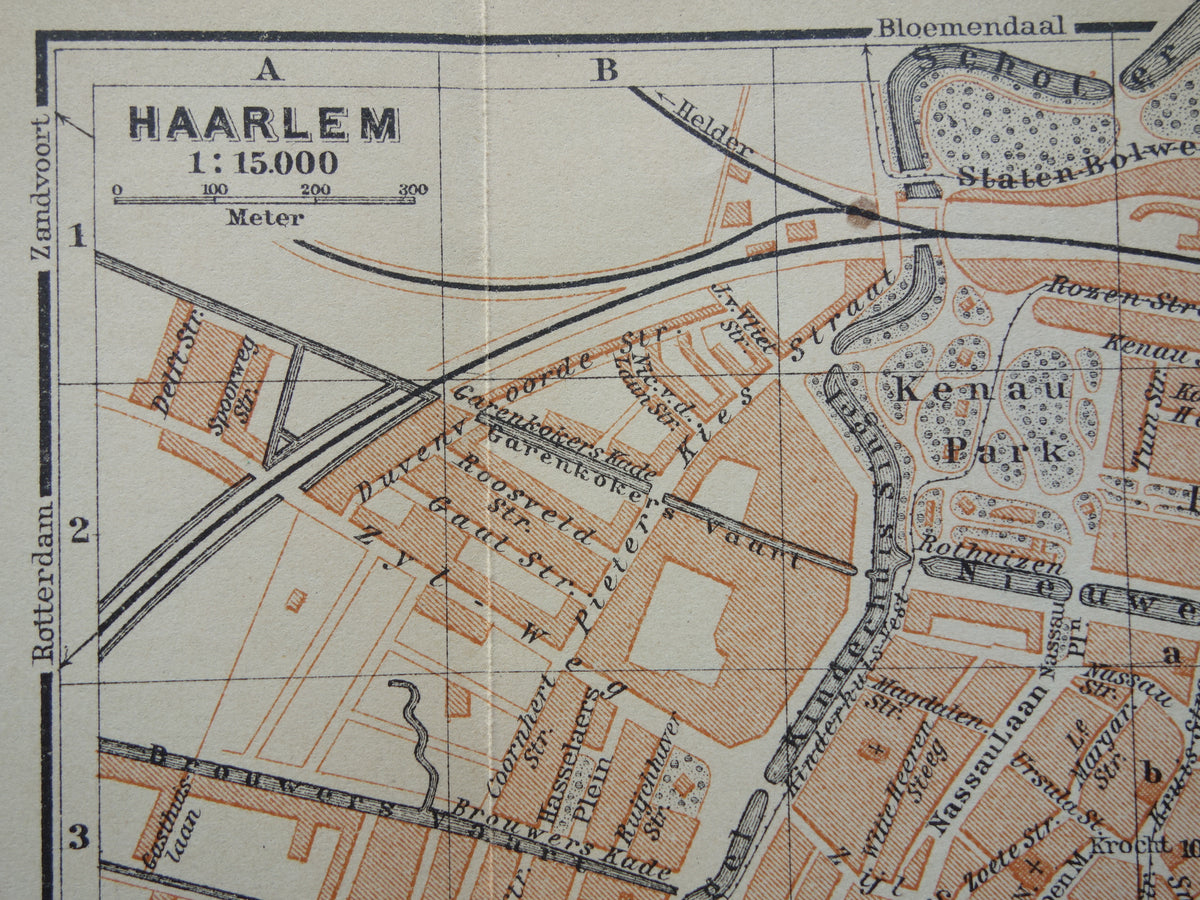 HAARLEM oude kaart van Haarlem uit 1904 kleine originele antieke plattegrond