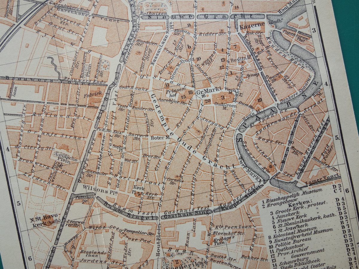 HAARLEM oude kaart van Haarlem uit 1904 kleine originele antieke plattegrond