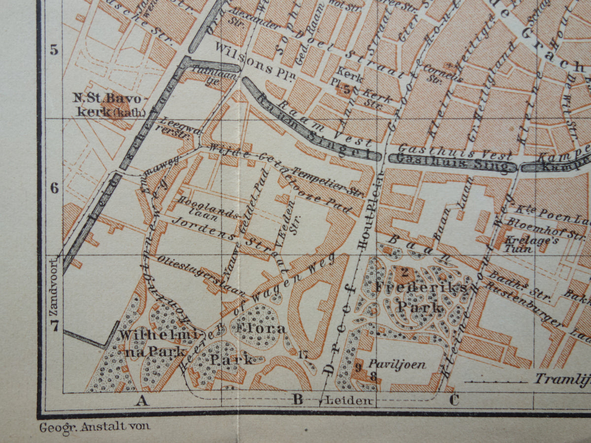 HAARLEM oude kaart van Haarlem uit 1904 kleine originele antieke plattegrond