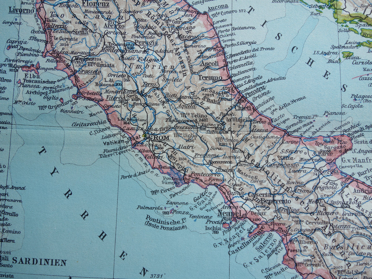 Oude landkaart van ITALIË uit 1931 originele vintage kaart Rome
