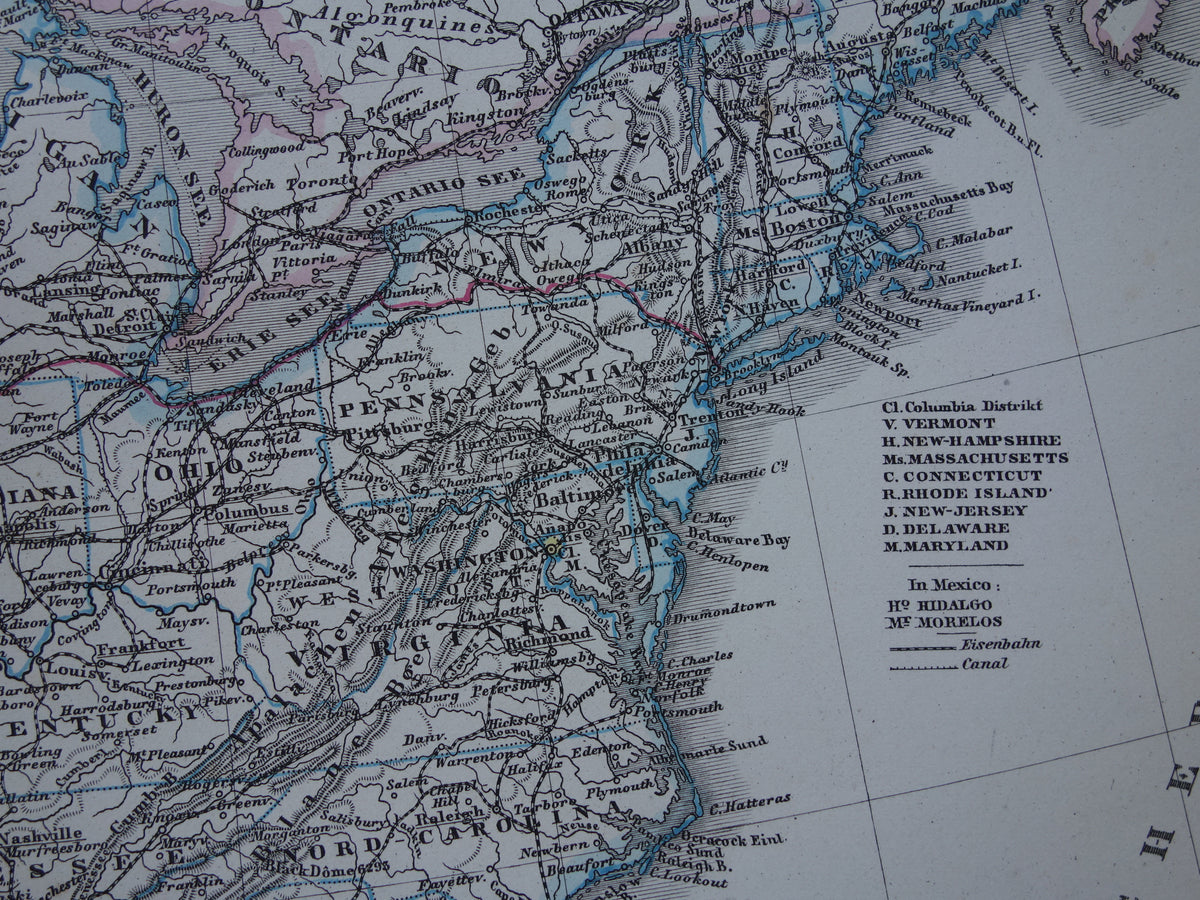 UNITED STATES old map of USA in 1876 antique map of America USA original vintage historical maps