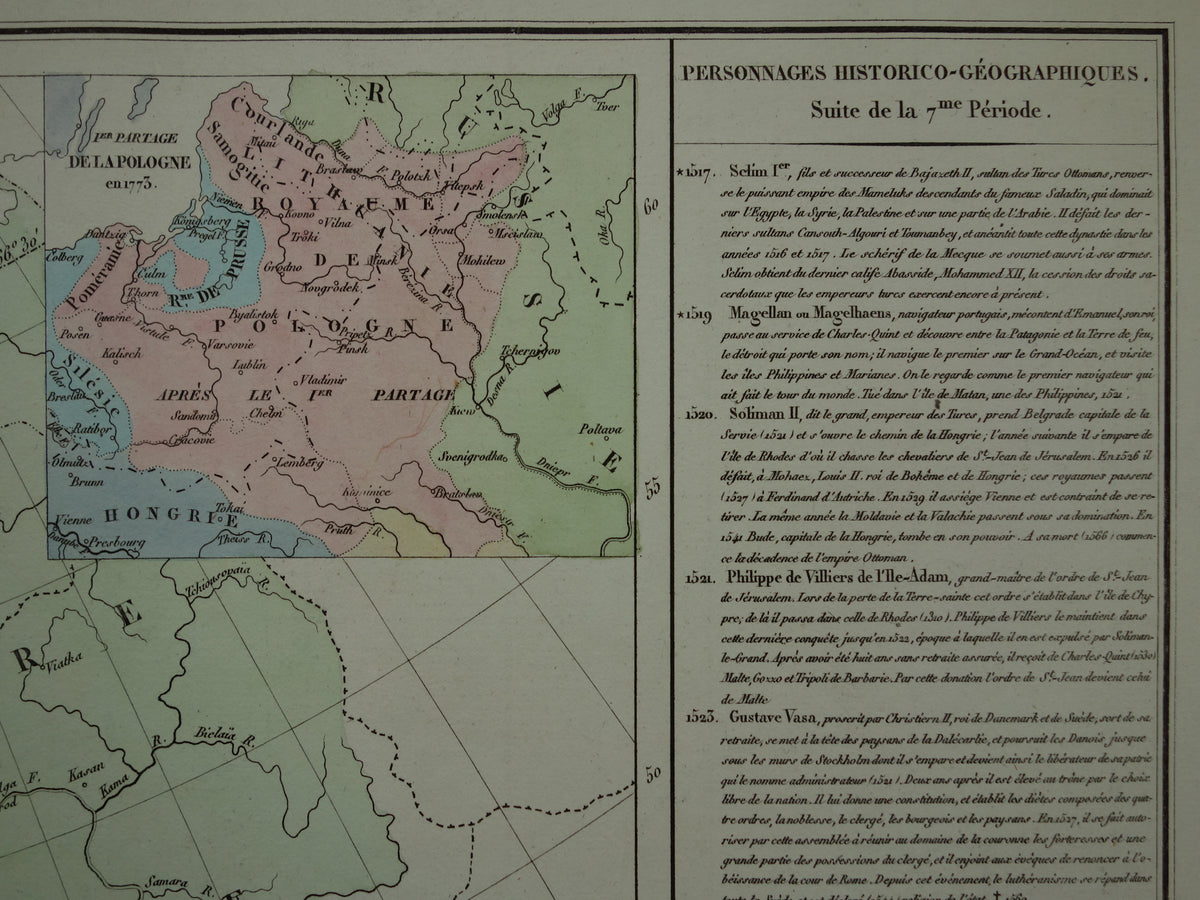 Old map of Europe in the year 1795 original antique map from 1830 Partition of Poland history map