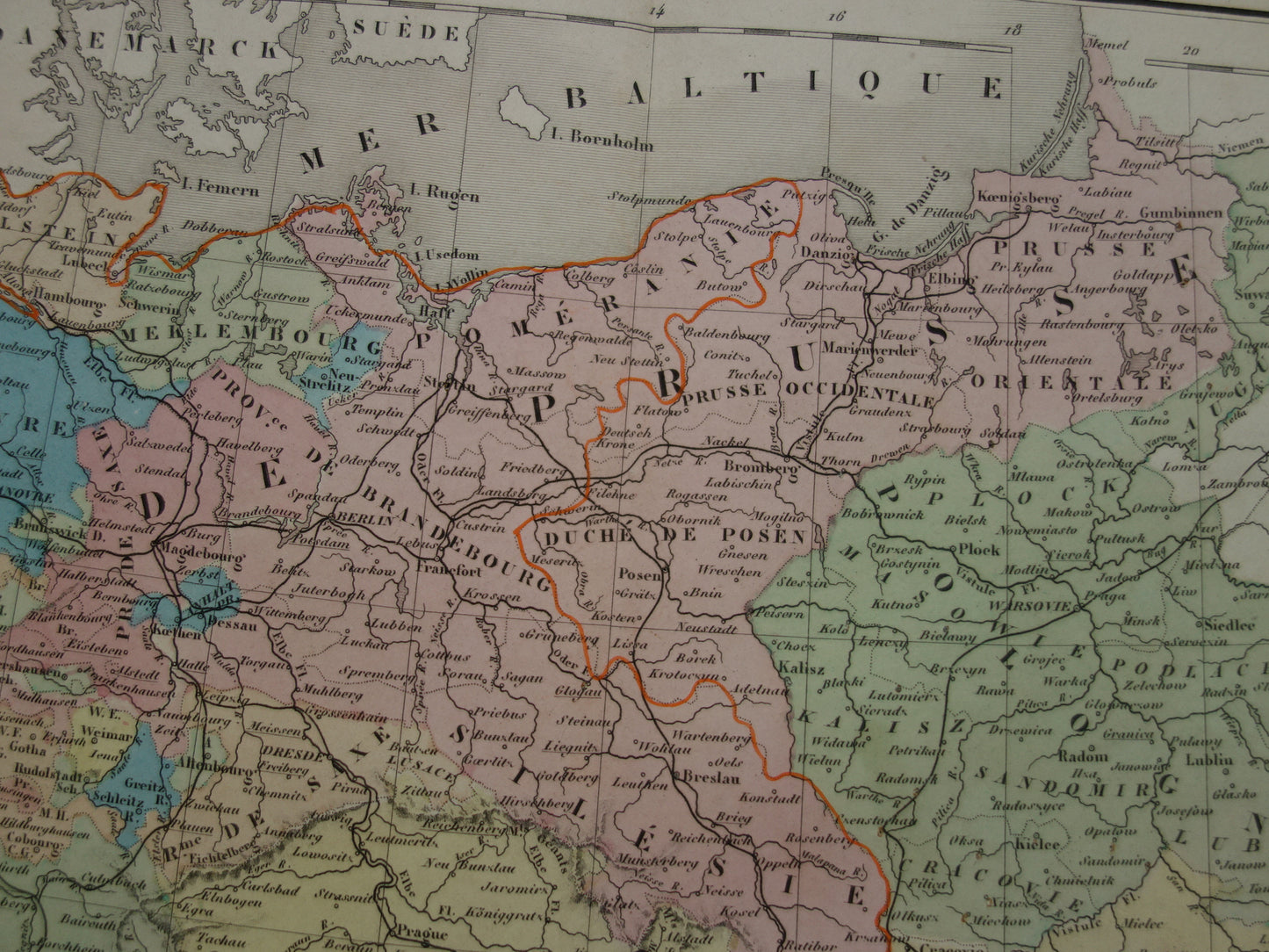 GERMANY Antique map of German Confederation Prussia Poland Original 165+ year old map German Confederation