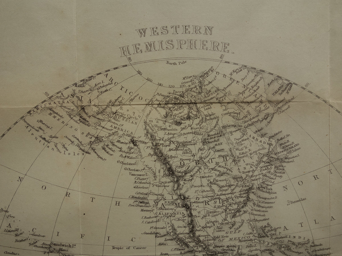 THE ROYAL DICTIONARY-CYCLOPAEDIA Thomas Wright World Map circa 1860