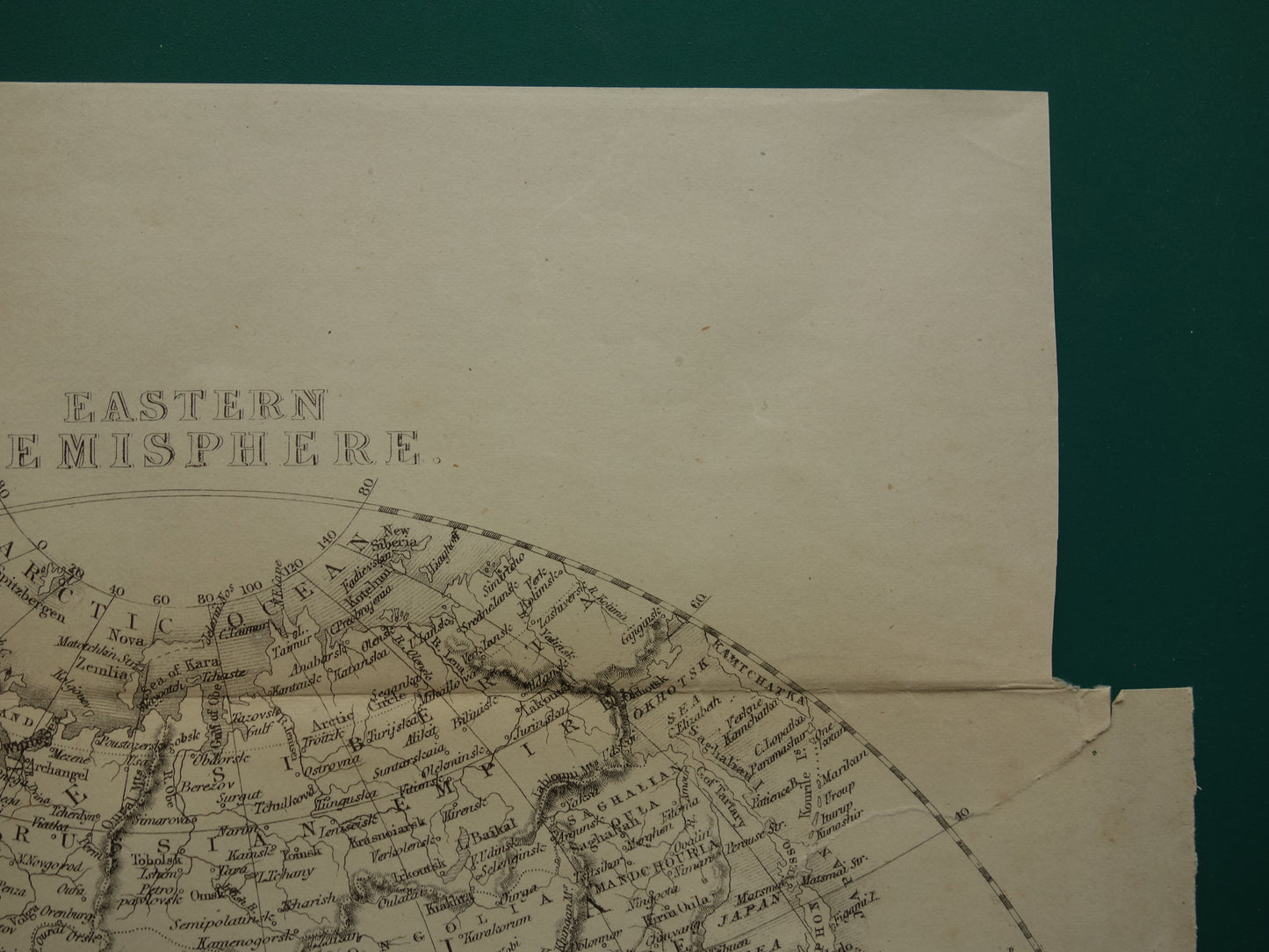 WORLD MAP old map of the World from 1860 Original antique English map b/w