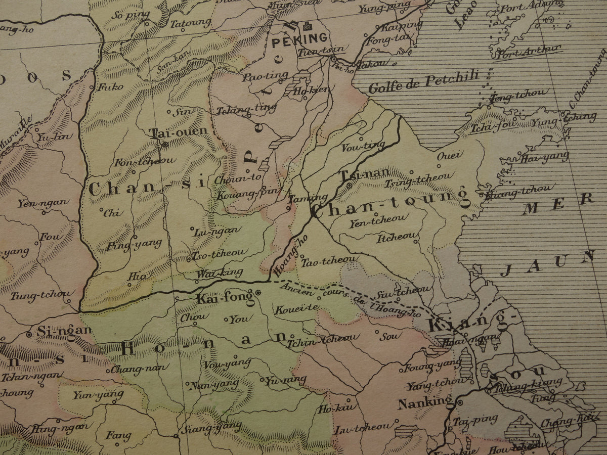 CHINA Oude kaart van Oost China uit het jaar 1896 historische landkaart China oude vintage kaarten