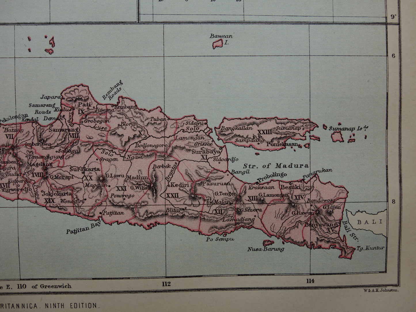 Old map of Jamaica Java and Bali original antique English map from 1880 vintage maps