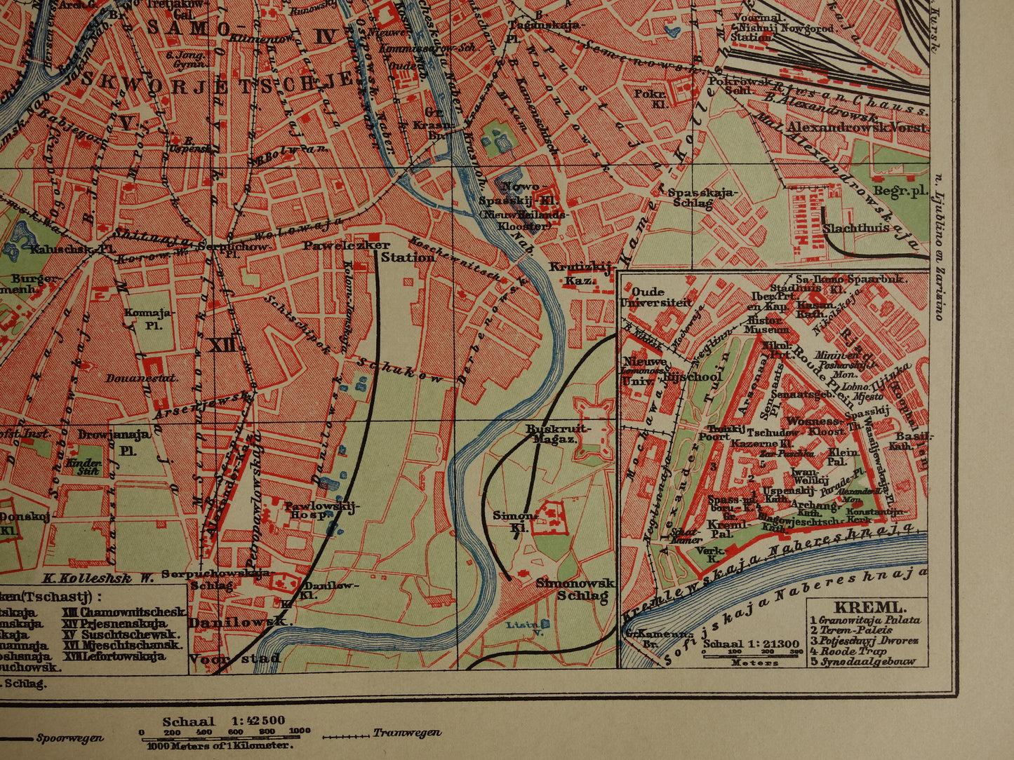 MOSCOW Old map of Moscow from 1910 original Dutch antique map