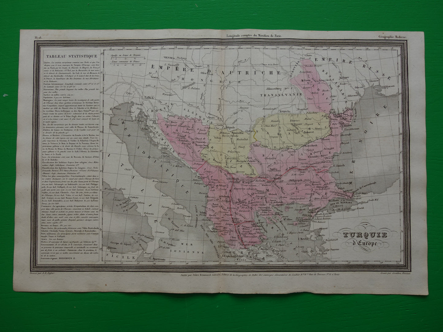 Antique map of the Balkans from 1838 original old map European Turkey Bosnia Serbia Romania Bulgaria Wallachia