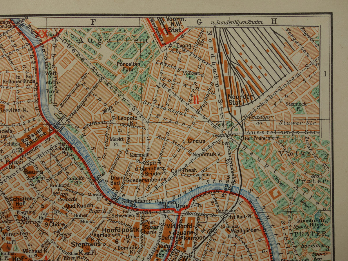Vienna old map of Vienna Austria from 1938 original vintage map Dutch maps
