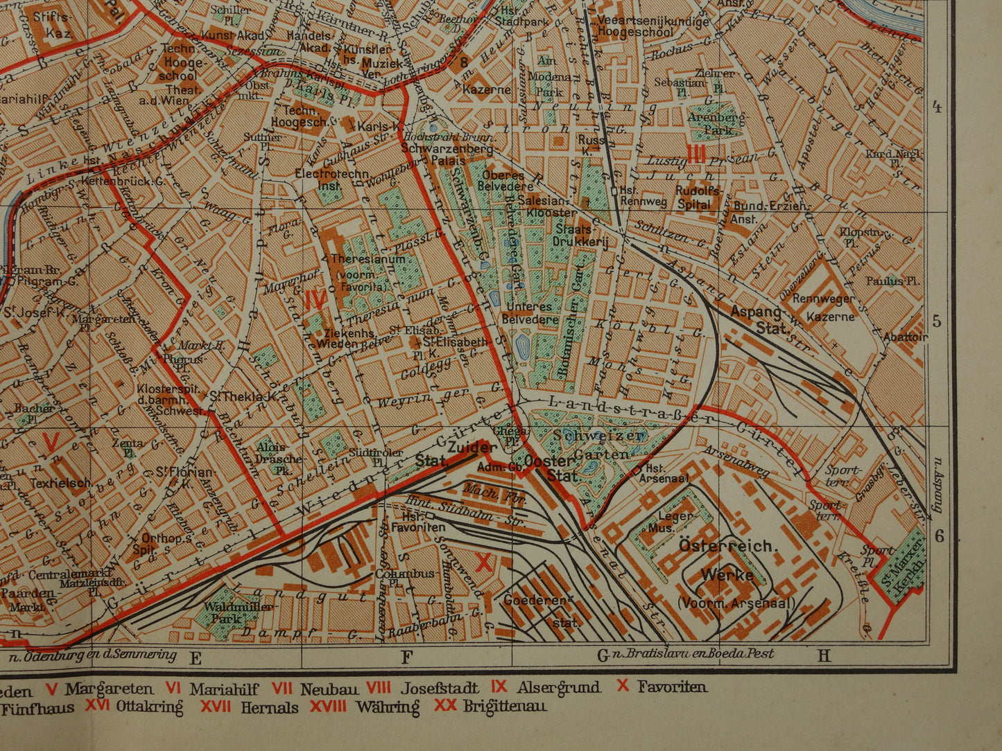 Vienna old map of Vienna Austria from 1938 original vintage map Dutch maps