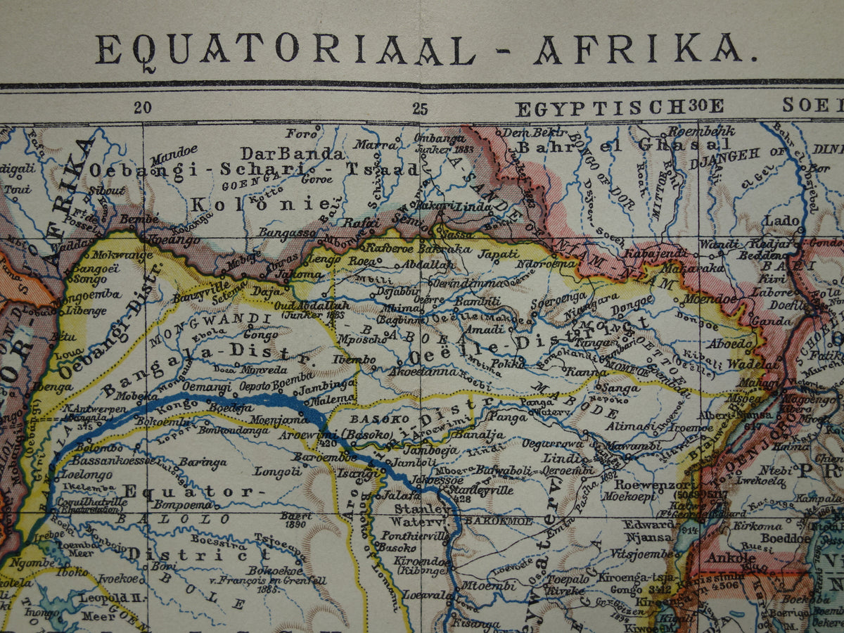 Old map of Central Africa from 1914 original map of Central Africa Congo Angola Tanzania historical vintage print