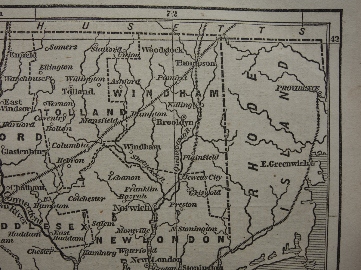 CONNECTICUT Antieke kaart van de staat Connecticut uit 18584 originele oude landkaart New Haven Verenigde Staten