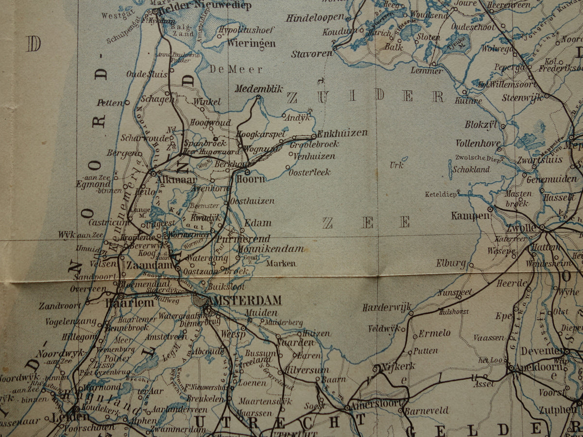 Old map of the Netherlands from 1904 original antique map