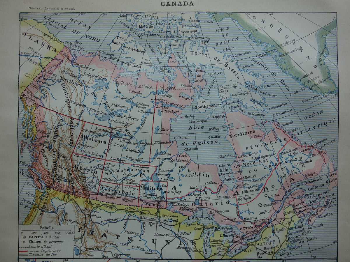CANADA Oude landkaart van Canada uit 1902 Originele antieke kaart vintage print