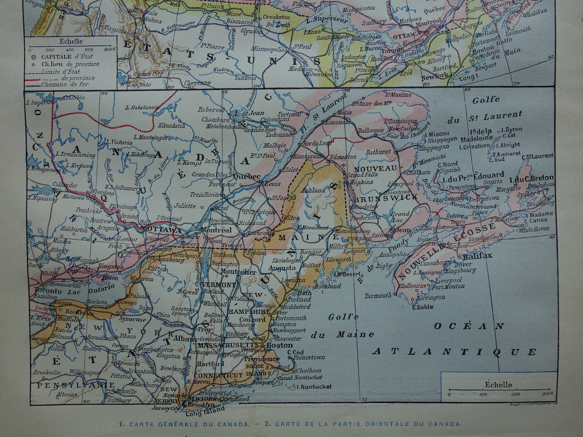 CANADA Oude landkaart van Canada uit 1902 Originele antieke kaart vintage print
