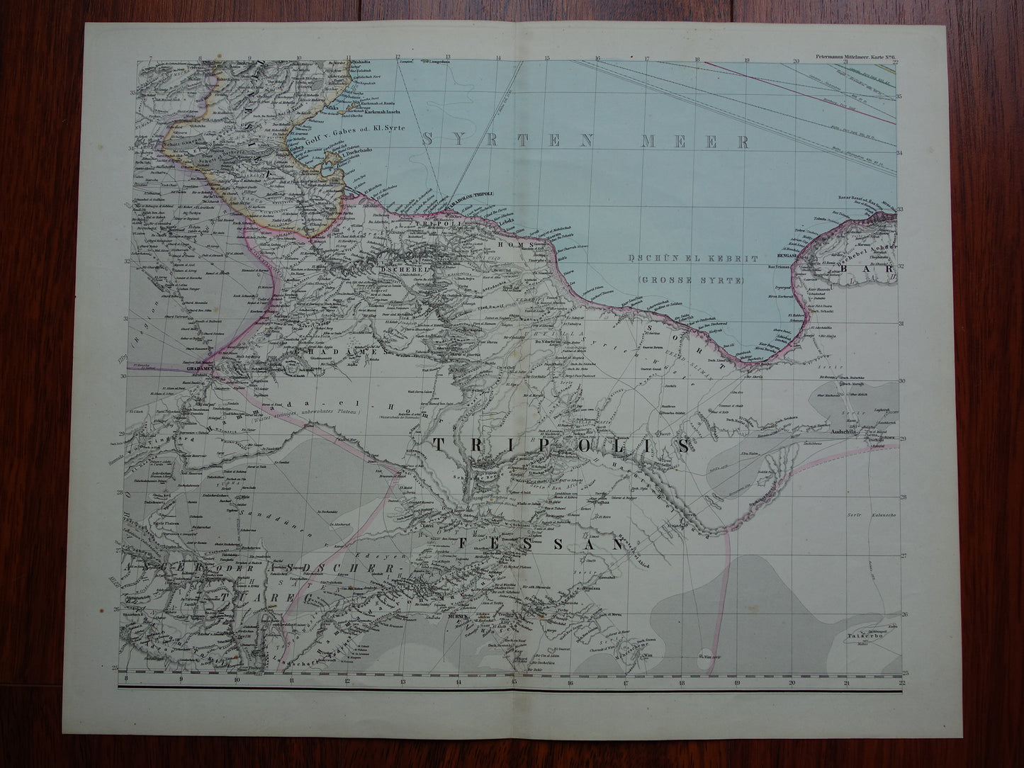 MEDITERRANEAN SEA Very large old map of Southern Europe from 1880 original antique map poster
