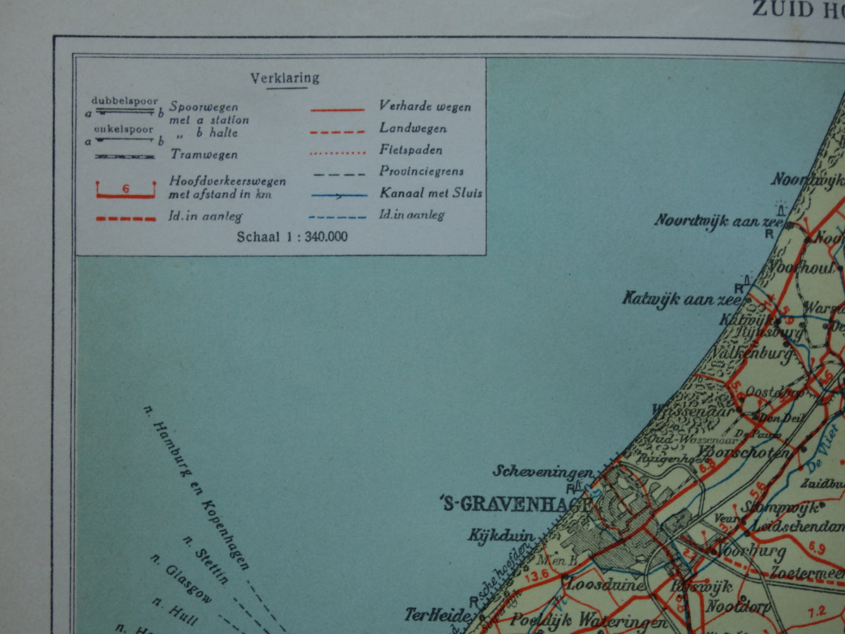 South Holland Old map of the province of South Holland from 1939 original vintage historical map